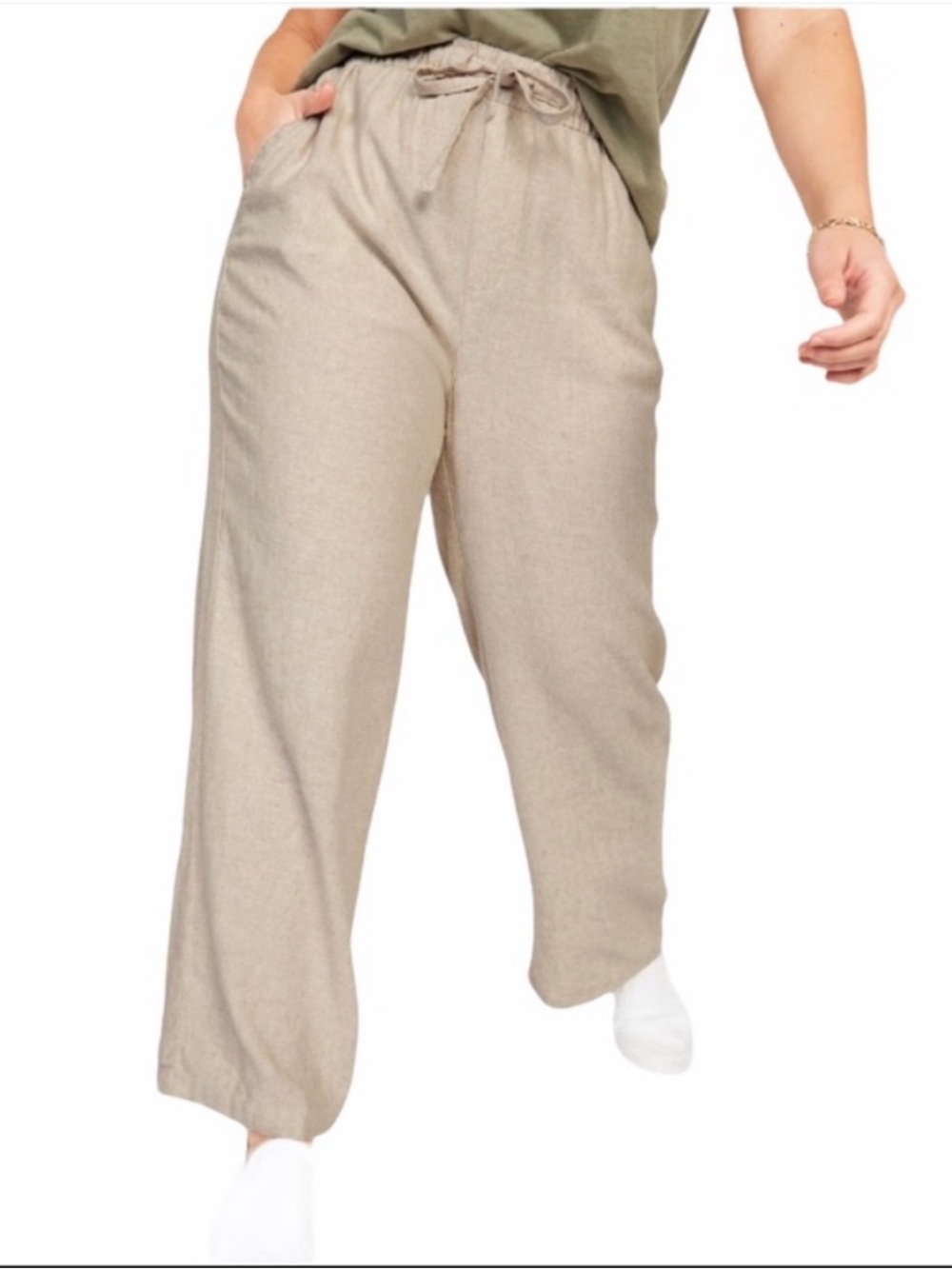 Old Navy High-Rise Wide Leg Linen Blend Pants Size Medium In Flax Linen Color